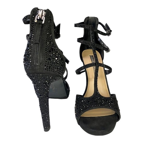 AUDREY BROOKE Women’s Black Nicole Strap Stiletto Peep Toe High Heel Shoe Size 8 - Picture 2 of 11